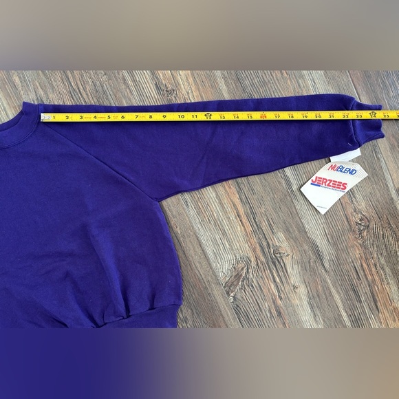 Vtg 90s JERZEES NUBLEND Girls M 10-12 Purple Crewneck Sweatshirt USA NOS NWT - Picture 5 of 9